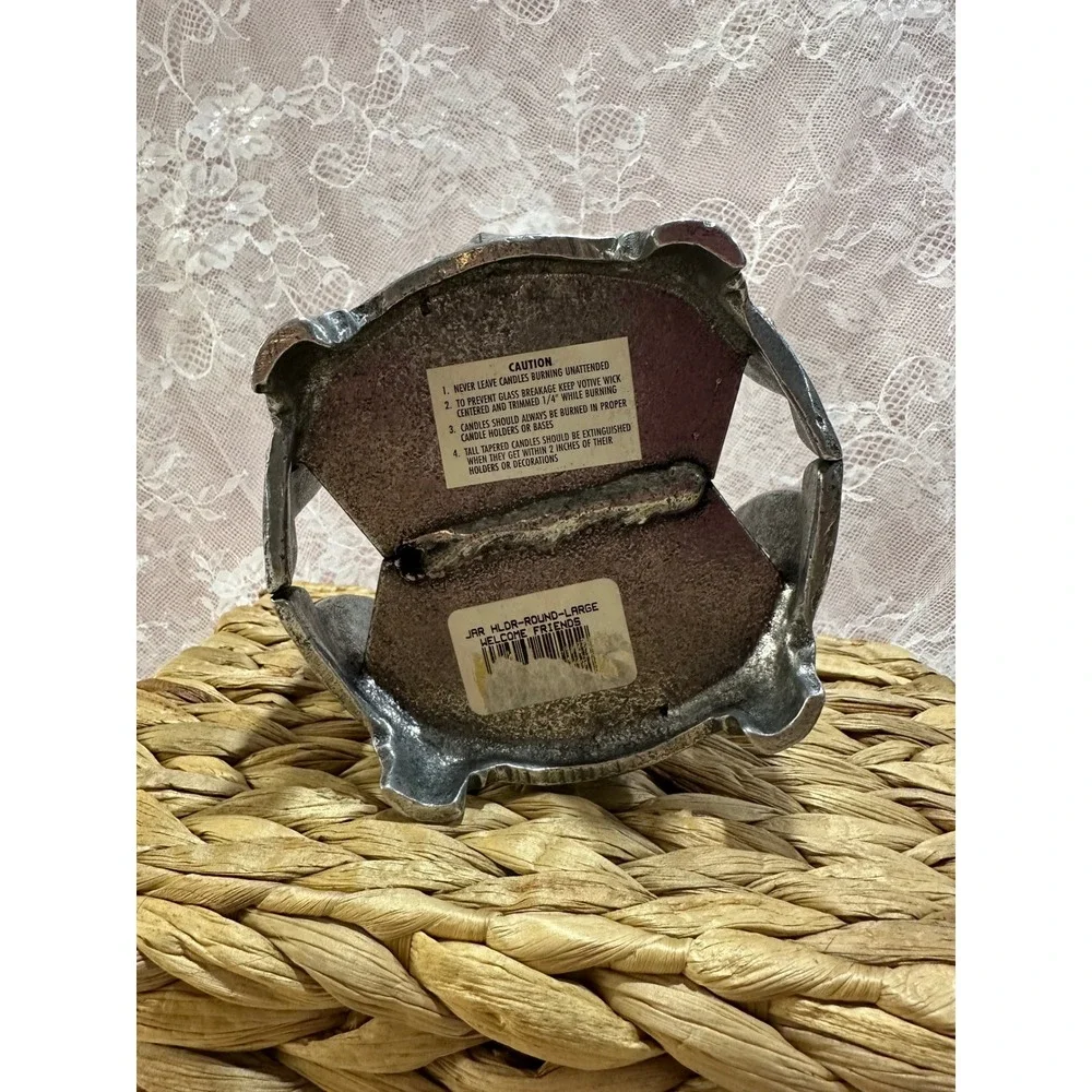 Yankee Candle Welcome‎ Friends Large Jar Holder Silver Tone Birds Floral Heart